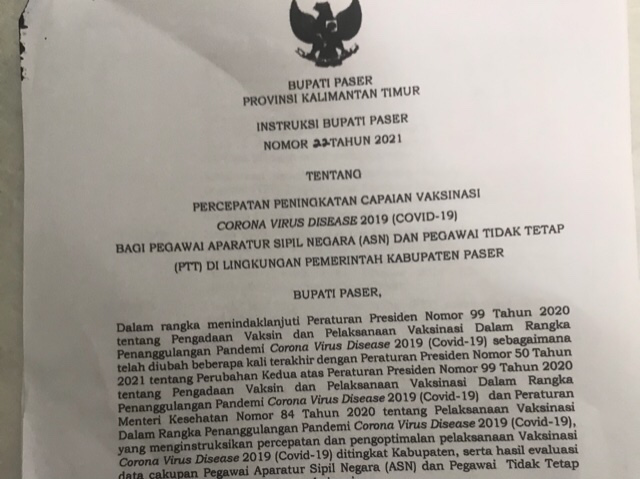 Sanksi Menanti PNS & PTT  yang Menolak di Vaksinasi